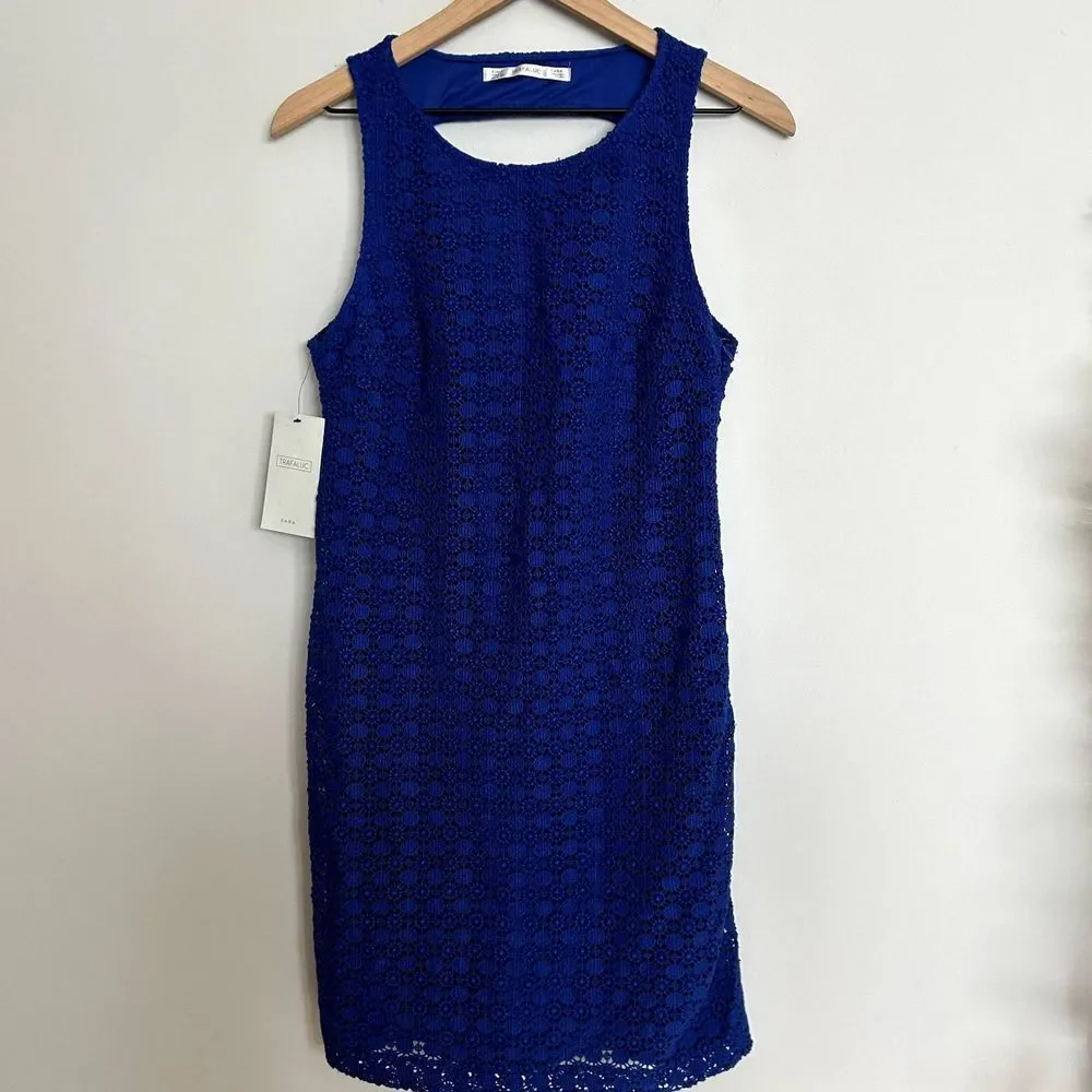 zara blue crochet dress Zara Hand-Crocheted Mini Dress